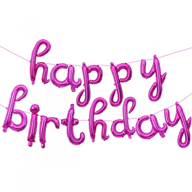 Набор шаров-букв Мини, Надпись "Happy Birthday", Розовый (в упаковке)