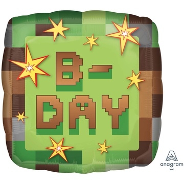 Шар Квадрат TNT Party B-DAY Пиксели квадратS40 (в упаковке)