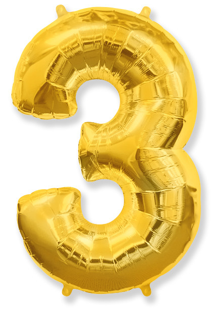 Шар Цифра "3" Золото  / Three