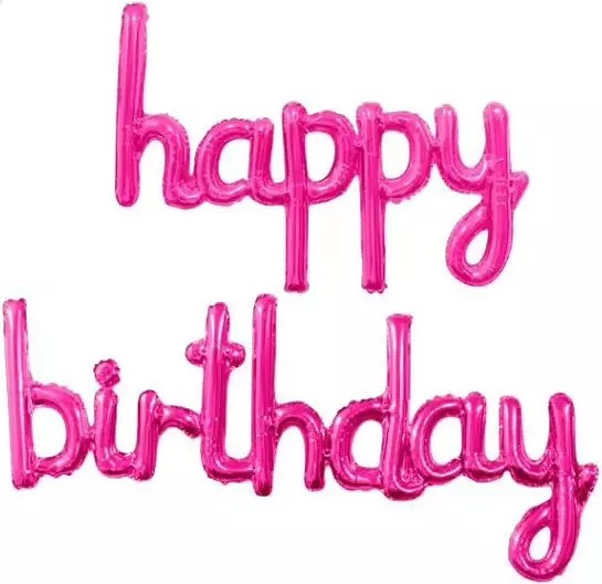 Набор шаров Мини-Надпись "Happy Birthday", Фуксия (в упаковке)