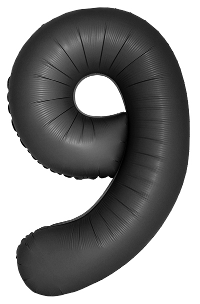 Шар Цифра "9" Slim Черный, Сатин / Satin Black (в упаковке) 