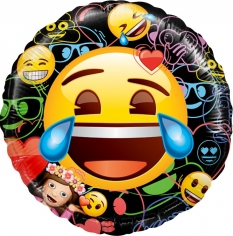 Шар Круг,  Смайл, Emoji, Черный (в упаковке)